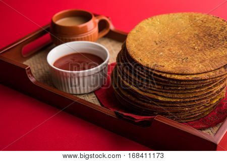 Indian famous delicious Fenugreek khakra or kasuri methi, gujarathi or gujrati snacks