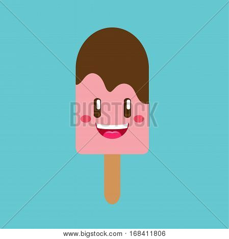 Ice cream cute cartoon kawaii sweet food flat funny vector stock