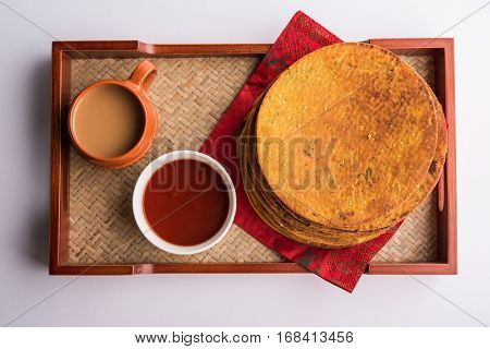 Indian famous delicious Fenugreek khakra or kasuri methi, gujarathi or gujrati snacks