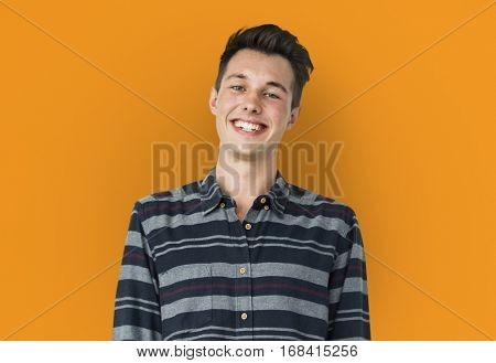 Portrait of Young Adult Caucasian Man Smiling Isolated