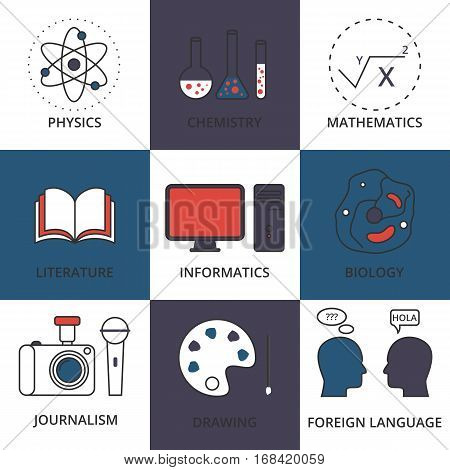 Stock Vector Linear icon school lessons. Stock vector