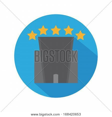 Flat Icon Hotel With Stars With Long Shadow For Trave