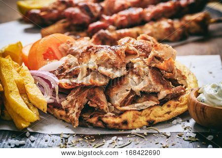 Greek Gyros On A Pita Bread