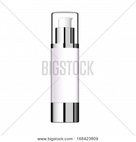 Realistic Cosmetic bottle. Container for cream, foams and other cosmetics. Template For Mock up Your Design. vector illustration.