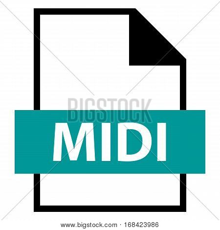 Use it in all your designs. Filename extension icon MIDI Musical Instrument Digital Interface in flat style. Quick and easy recolorable shape. Vector illustration a graphic element.