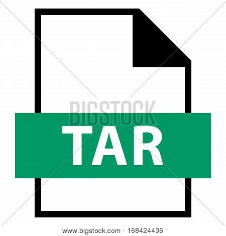 Use it in all your designs. Filename extension icon TAR tape archive in flat style. Quick and easy recolorable shape. Vector illustration a graphic element.