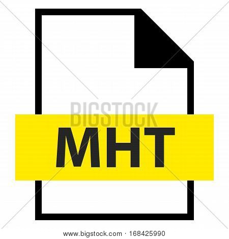 Use it in all your designs. Filename extension icon MHT MIME HTML archive format in flat style. Quick and easy recolorable shape. Vector illustration a graphic element.