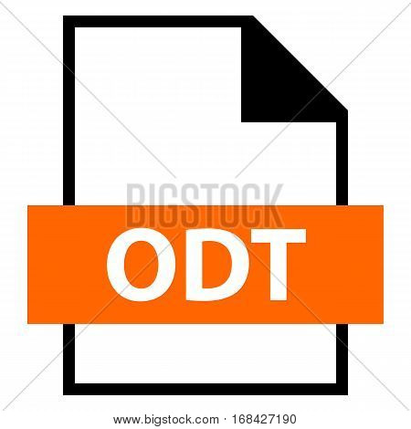 Use it in all your designs. Filename extension icon ODT Open Document Format for Office Applications in flat style. Quick and easy recolorable shape. Vector illustration a graphic element.