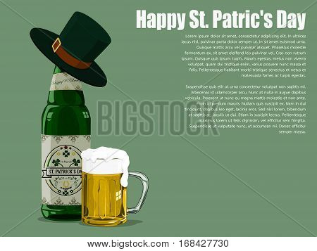 Isolated St patrick's beer on  Viridian background