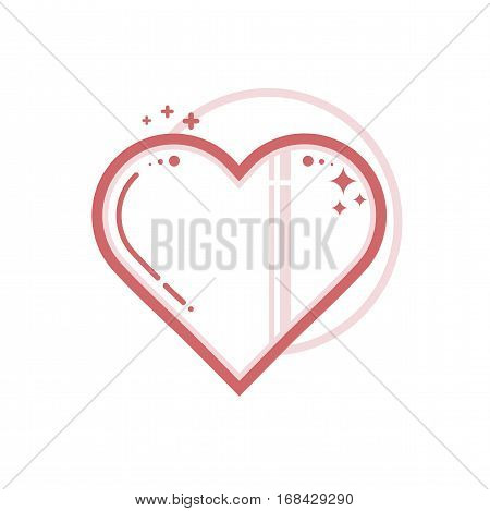 Vector icon of heart. Illustration is in lineart style. Symbol on circular background element.