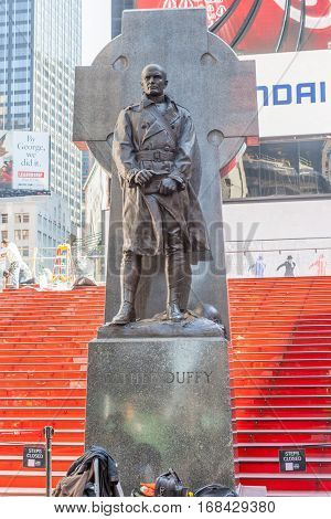 New York City USA- May 20 2014. Statue Of Father Francis D. Duffy in Time Square New York USA.