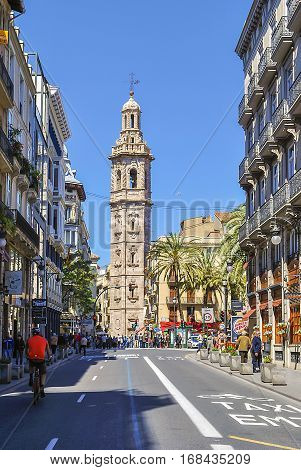 Valencia Spain may 2013: El Micalet el Miguelet is the Bell tower of Valencia Cathedral