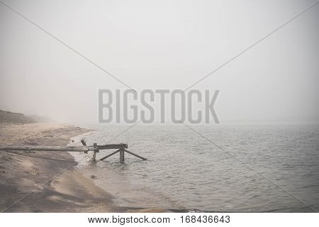 View On Lake Baikal Under The Fog