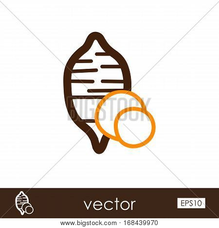Sweet potato outline icon. Batata. Vegetable vector illustration