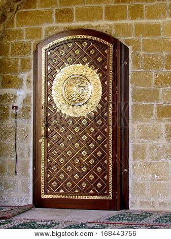 Door of Mahmoudiya Mosque in old city Jaffa Israel November 9 2011