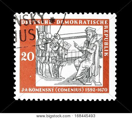 GERMANY - CIRCA 1958 : Cancelled postage stamp printed by Germany, that shows Komensky.