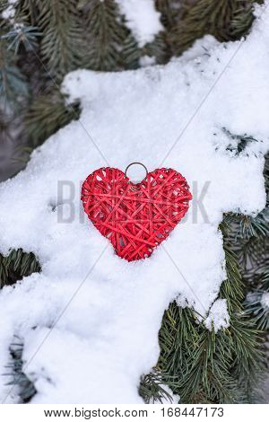 Red Handmade Heart On Branches