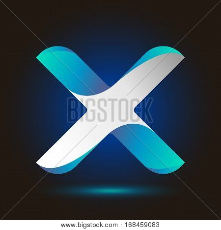 Letter X icon and logo template.  New design typographic. twisted blue and white line