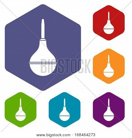 Medical pear icons set rhombus in different colors isolated on white background