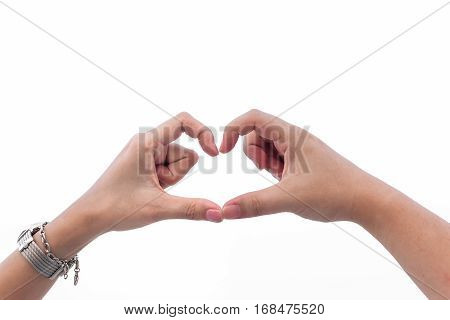 Healthy Female and Male hands in heart shape showing love friendship
