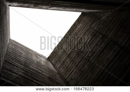 Fragment of concrete construction with a hole in ceiling