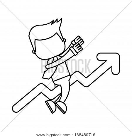 businessman funny with arrow character icon vector illustration design