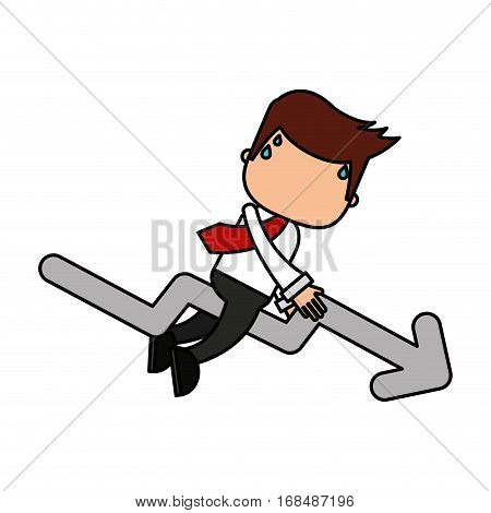 businessman funny with arrow character icon vector illustration design