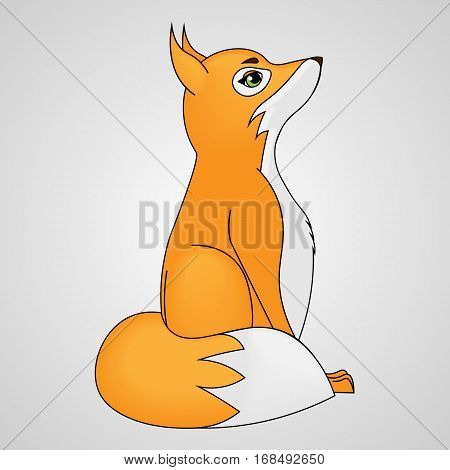 vector illustration cartoon fox cub looking up