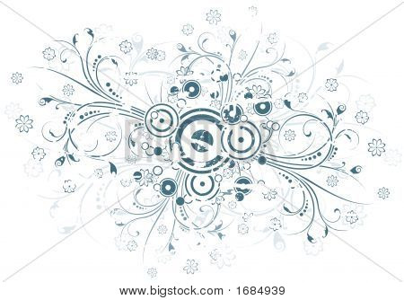 Grunge astratto sfondo Witn volute floreali