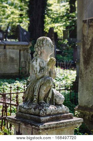 Old Statue On Grave In Lviv
