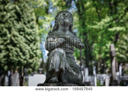 Old Statue On Grave In Lviv