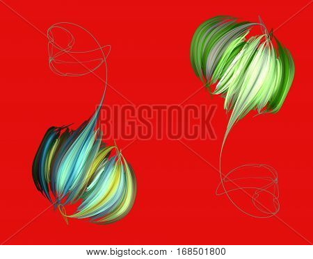 An abstract blue peony on red background