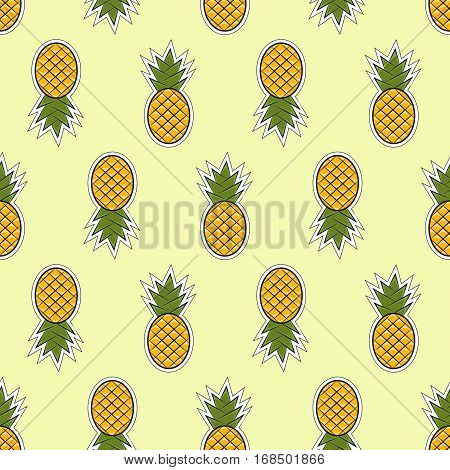 Pineapple Vector Seamless Pattern In The Flat Style
