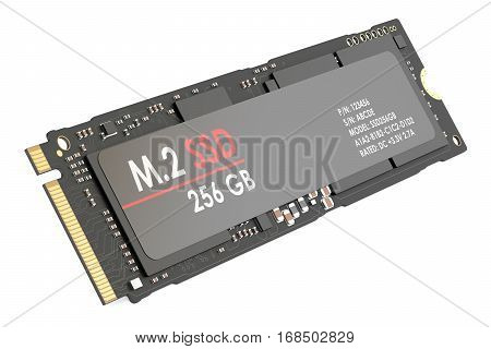 m.2 SSD 256 gb 3D rendering isolated on white background