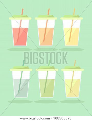 Set lemonade in large translucent cups with straws