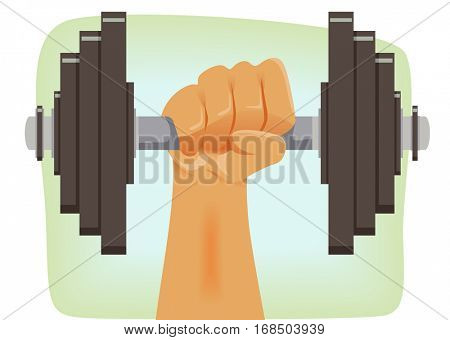 Illustration of a Strong Man Lifting a Barbell Weighted with Several Kilos Worth of Plates