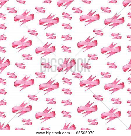 Seamless pattern of pink bows ribbon on white background. Could be used for paper or in design