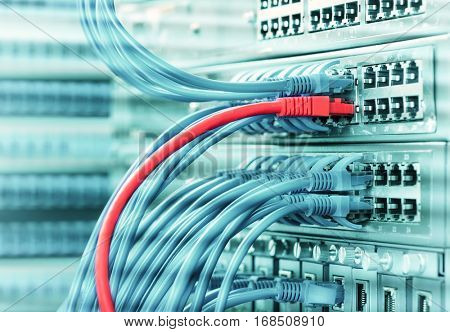 ethernet cable on network switches background 