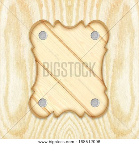 wooden sign board frame on wooden planks background