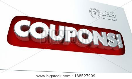 Coupons Mailer Envelope Save Money 3d Illustration