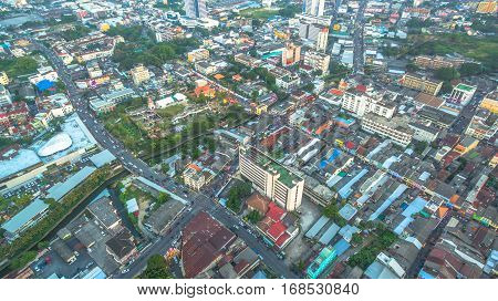 Aerial Photography During Sunset In The Middle Of Phuket City