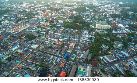 Aerial Photography During Sunset In The Middle Of Phuket City