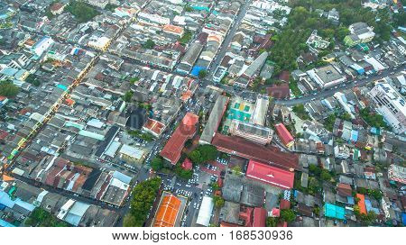 Aerial Photography During Sunset In The Middle Of Phuket City