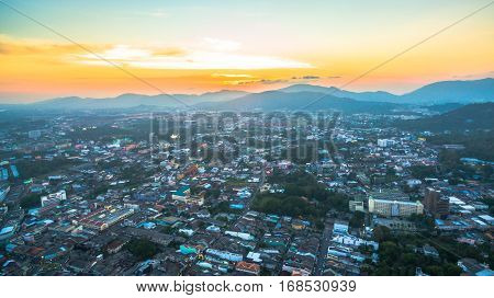 Aerial Photography During Sunset In The Middle Of Phuket City