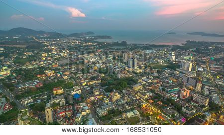 Aerial Photography During Sunset In The Middle Of Phuket City
