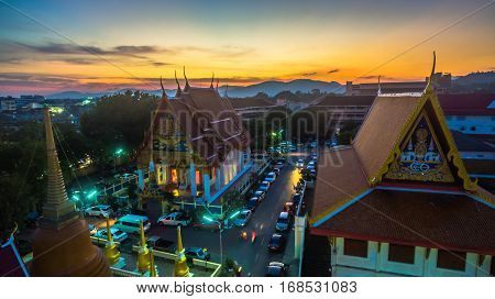 Aerial Photography During Sunset In The Middle Of Phuket City