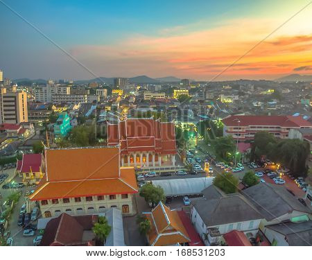Aerial Photography During Sunset In The Middle Of Phuket City