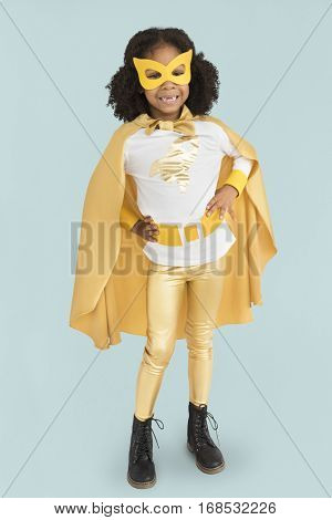 Little Girl Superherokid Pose Smile Studio