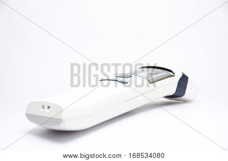 Digital infrared thermometer  instrument  medical on white