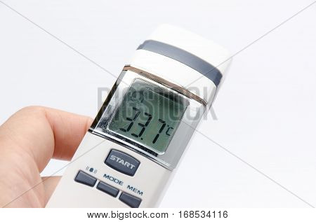 Digital infrared thermometer  instrument  medical on white